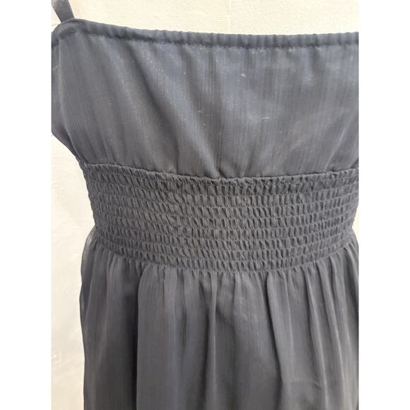 Forever 21 Black Satin Trim Baby Doll Dress Size Small Smocked Lined Whimsigoth - Picture 6 of 7